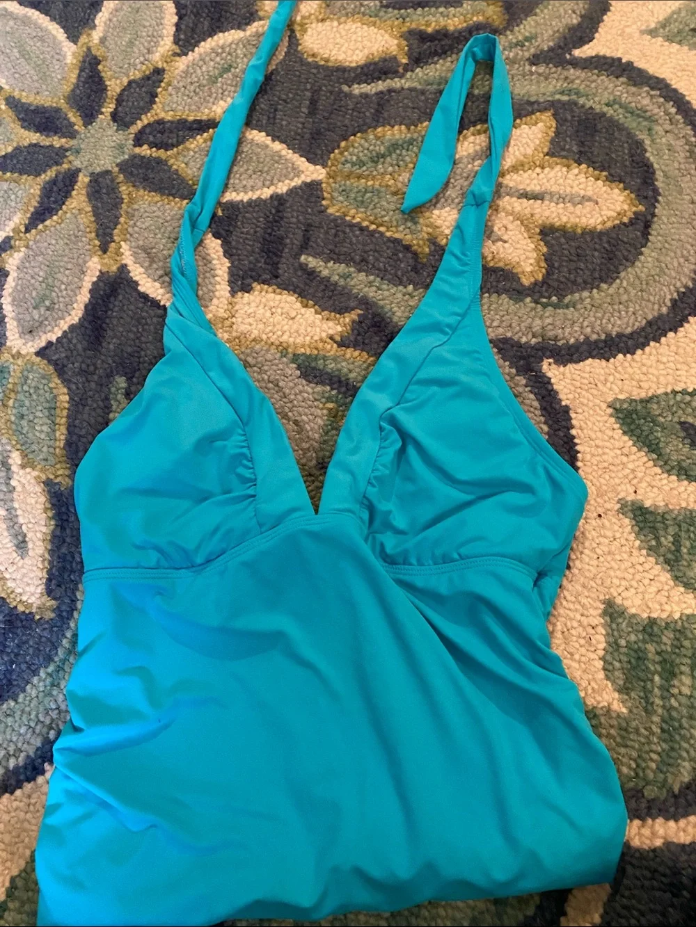 Athleta Teal Halter One-Piece Swim Tankini Top medium tall - Picture 1 of 1